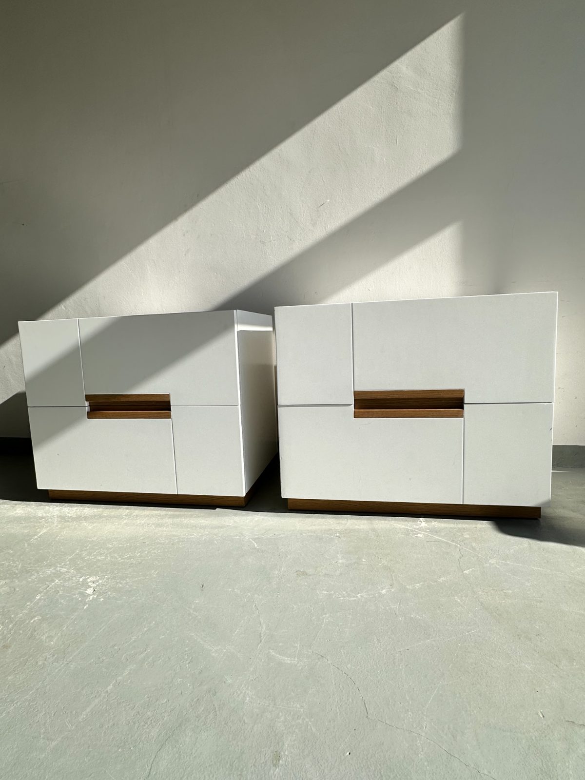 @Home white and oak bedside cabinets