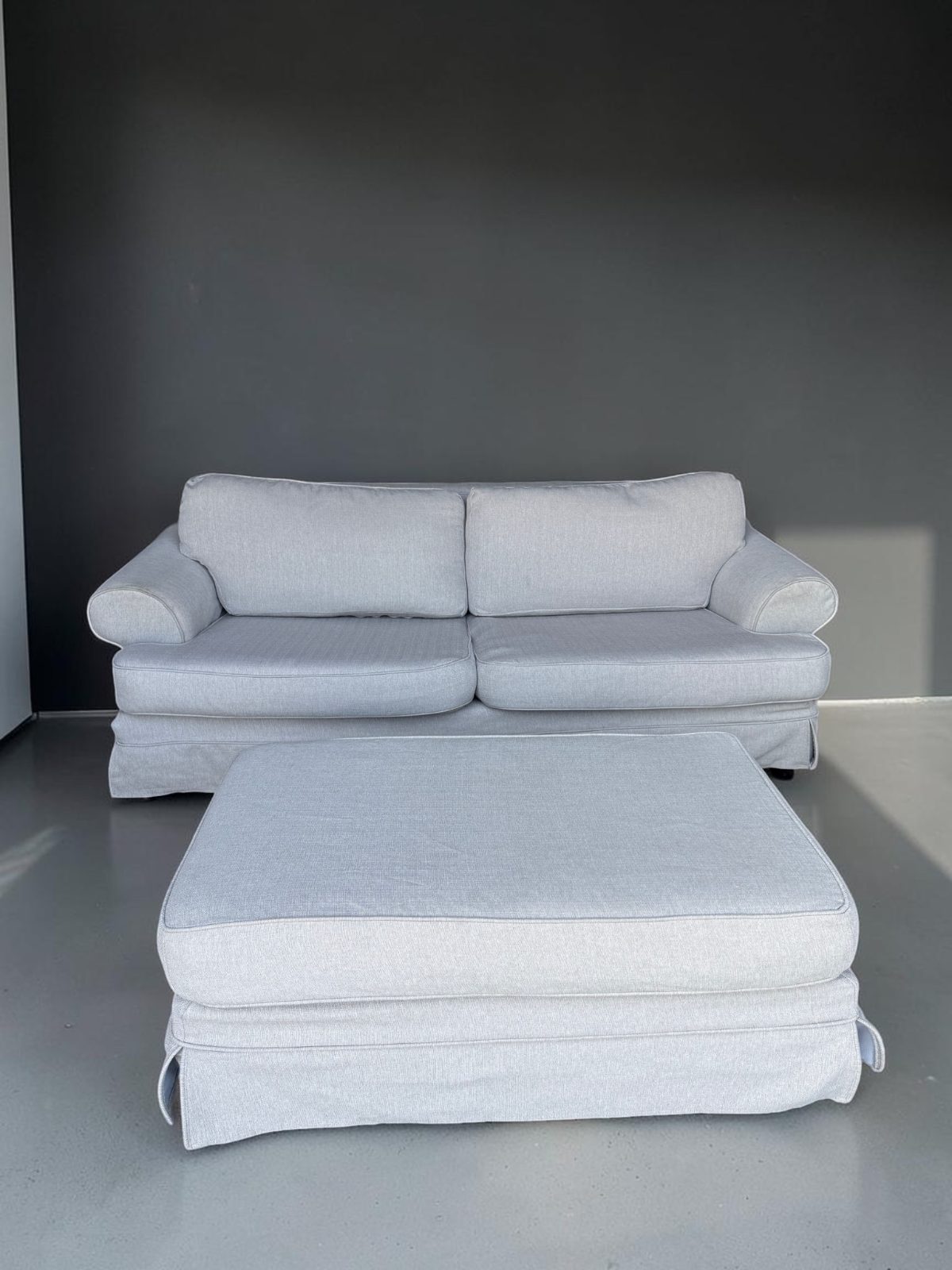 Coricraft Santorini 3 seater slipcover couchand ottoman