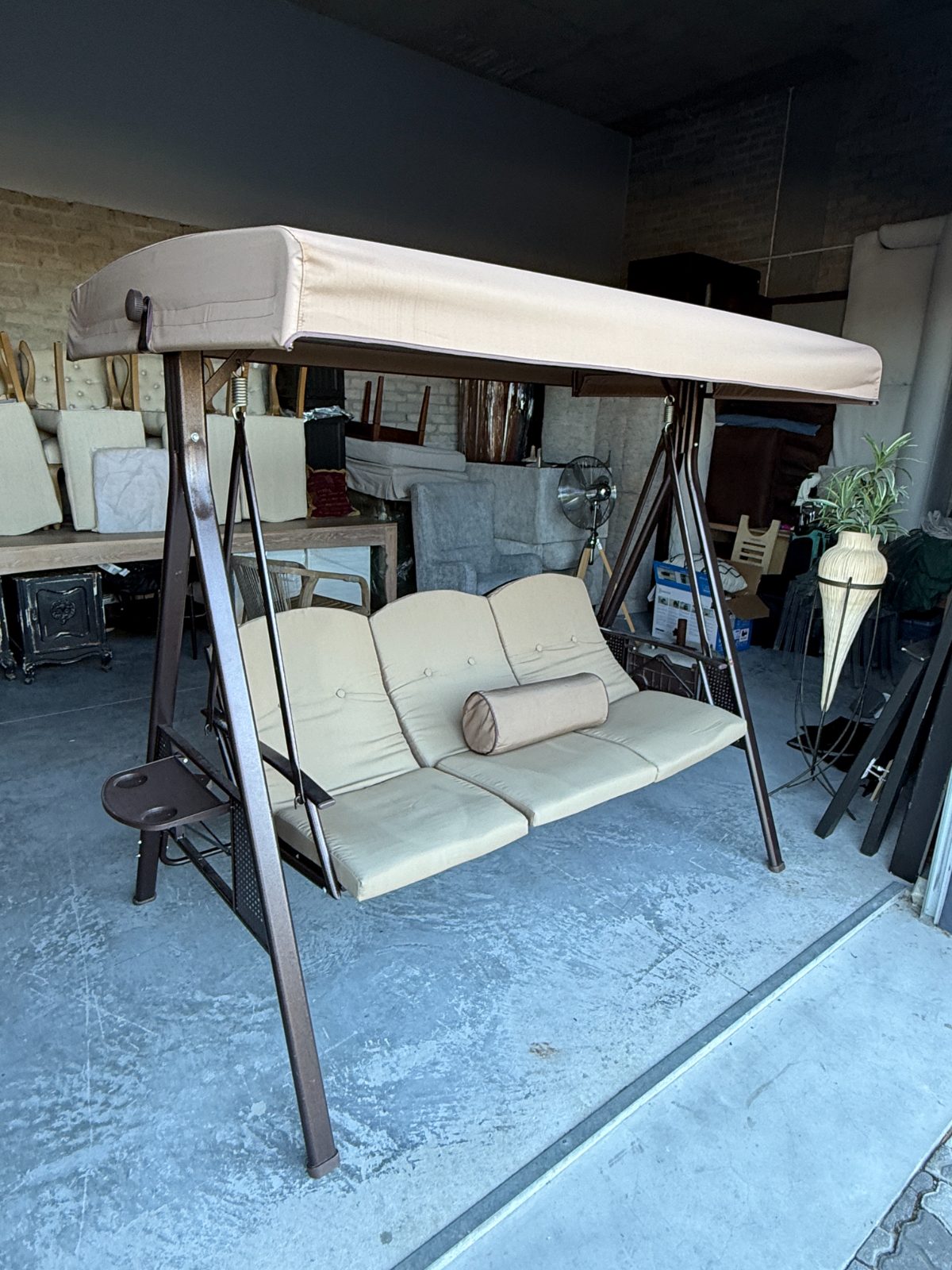 Premium 3-Seater Outdoor Canopy Swing with Side Trays