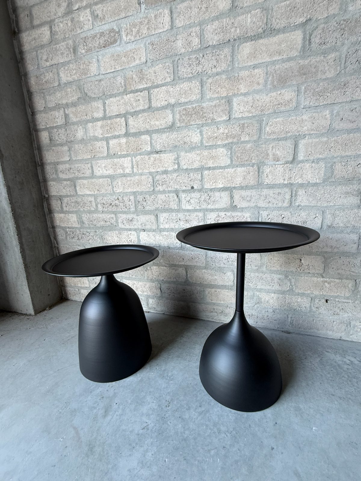 Pair of Black metal couch side tables