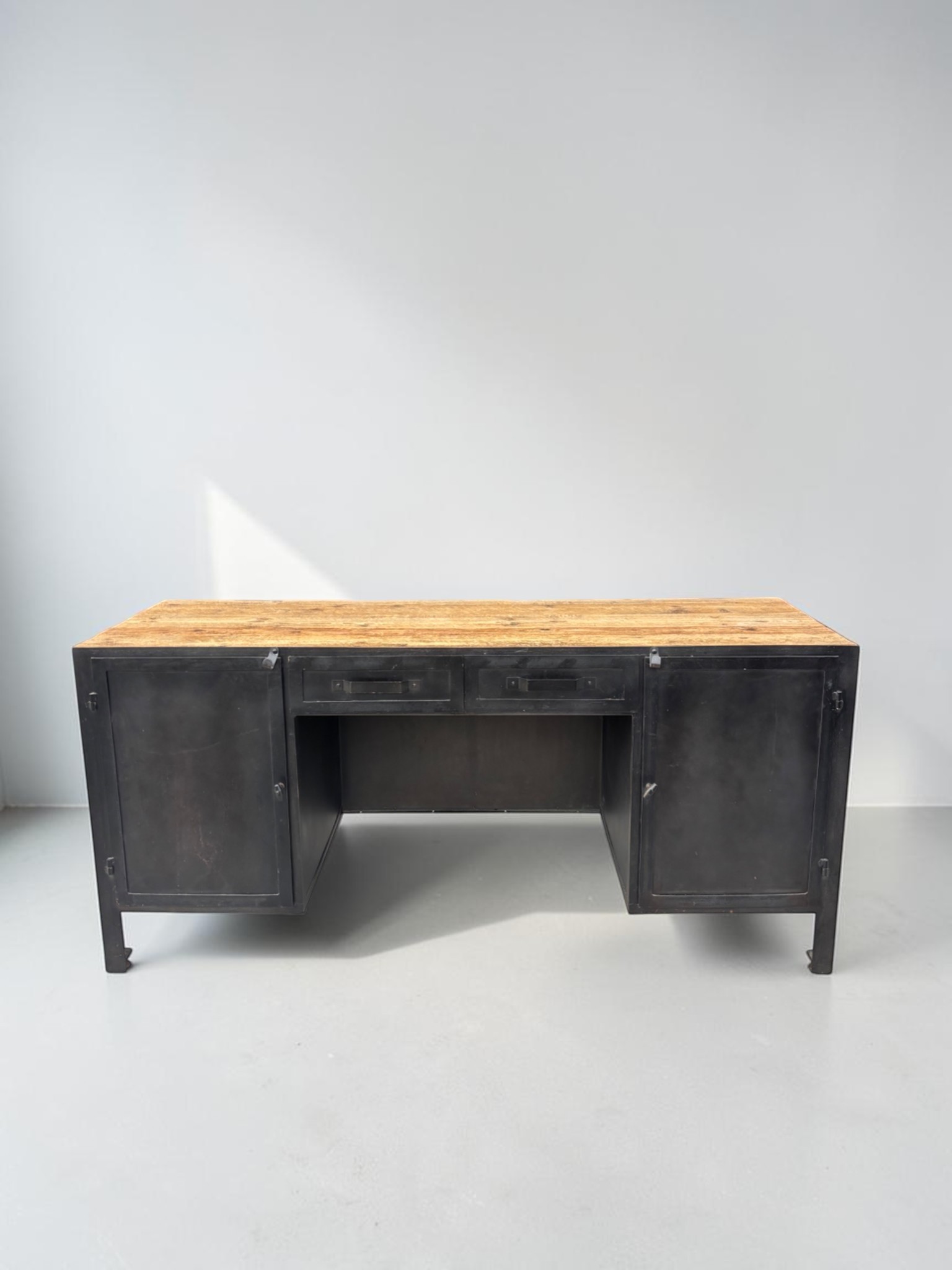 Restoration Hardware 1900s French Industrial Metal Tool Chest Desk