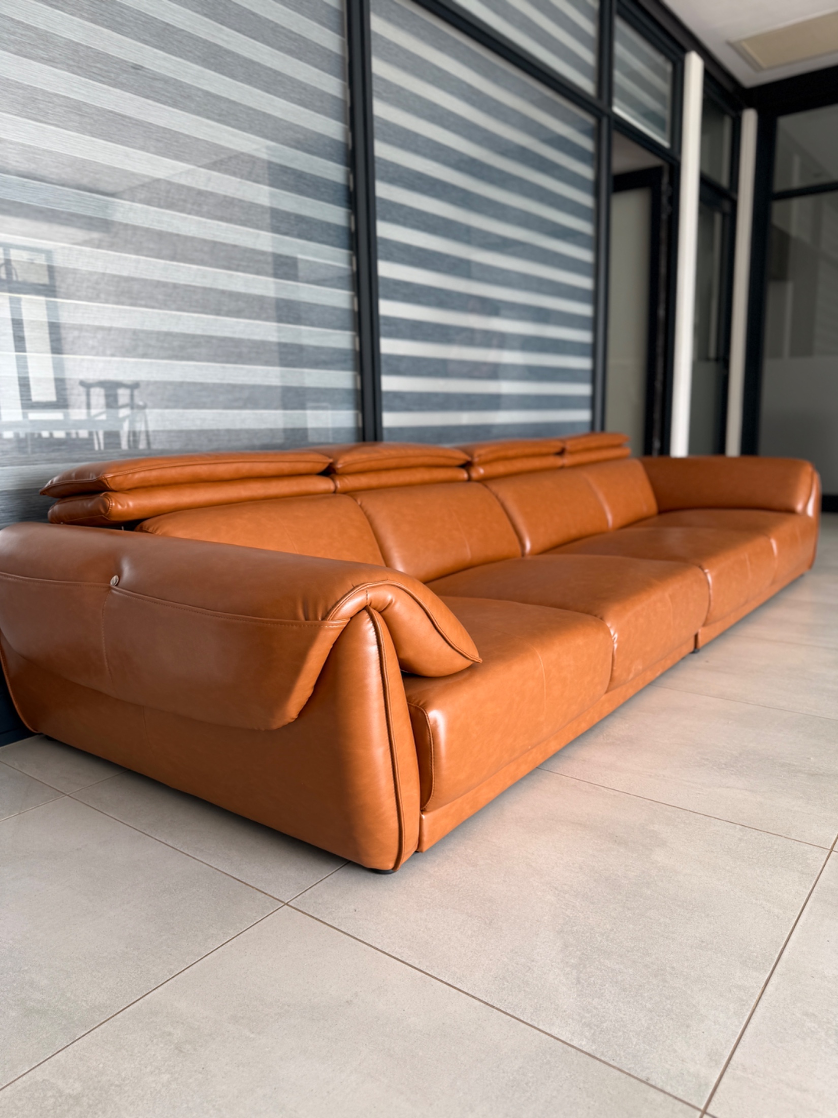 Large leather art deco couch